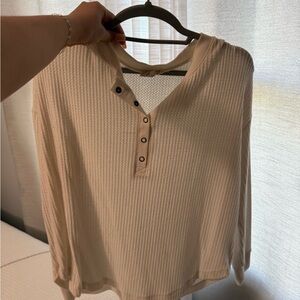 Women's Cream Henley Top - White Crow Medium